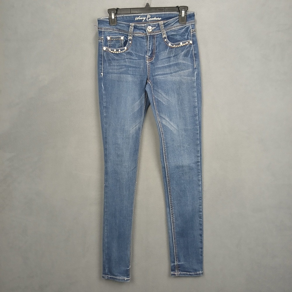 Sexy Couture Skinny Jeans Womens 3 Blue Denim Stretch Mid Rise Classic American